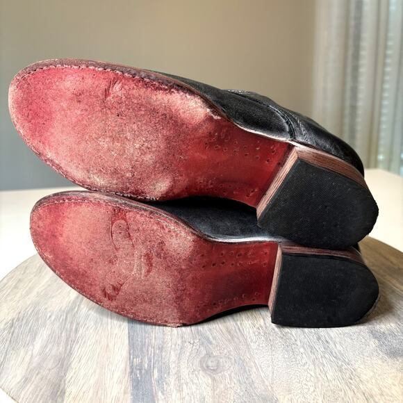 Freebird by Steven Mabel Black Leather Ankle Booties Women’s Size 7 Distressed - Picture 9 of 11